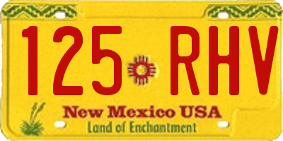 NM license plate 125RHV