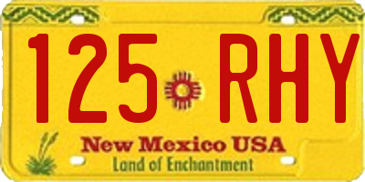 NM license plate 125RHY