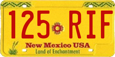 NM license plate 125RIF