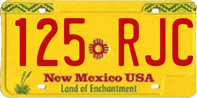 NM license plate 125RJC