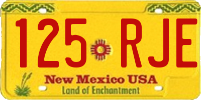 NM license plate 125RJE