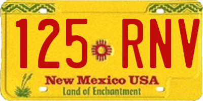 NM license plate 125RNV