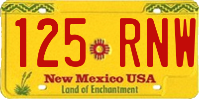NM license plate 125RNW