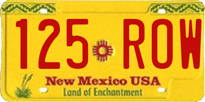 NM license plate 125ROW