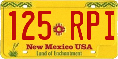 NM license plate 125RPI