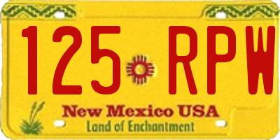 NM license plate 125RPW