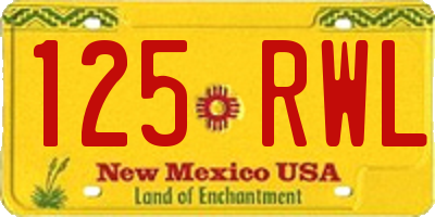 NM license plate 125RWL