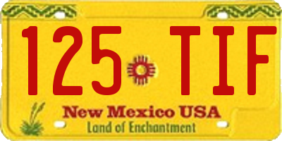 NM license plate 125TIF