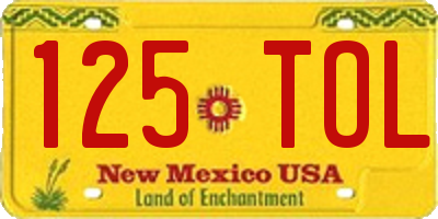 NM license plate 125TOL