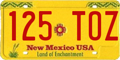 NM license plate 125TOZ