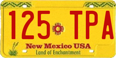 NM license plate 125TPA