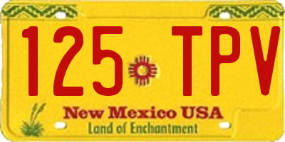 NM license plate 125TPV
