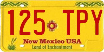 NM license plate 125TPY