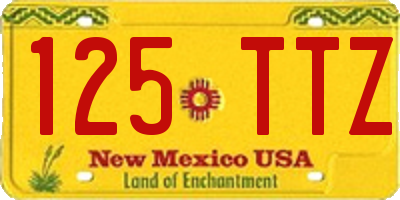NM license plate 125TTZ