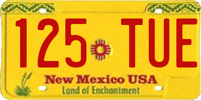 NM license plate 125TUE