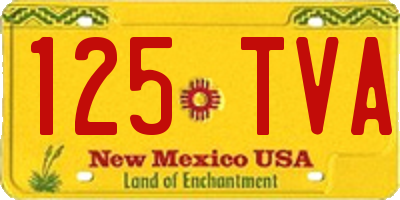 NM license plate 125TVA