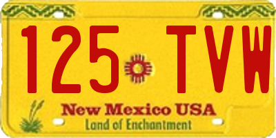 NM license plate 125TVW