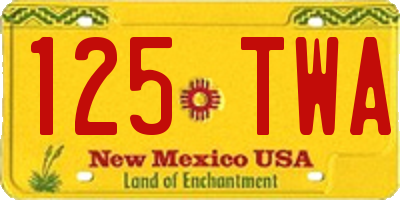 NM license plate 125TWA