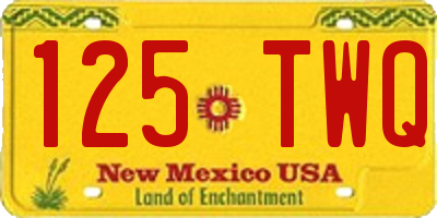 NM license plate 125TWQ