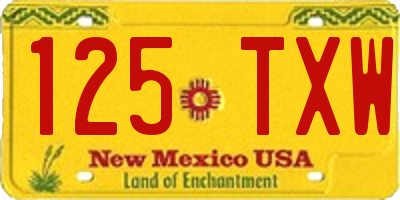 NM license plate 125TXW