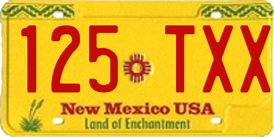 NM license plate 125TXX