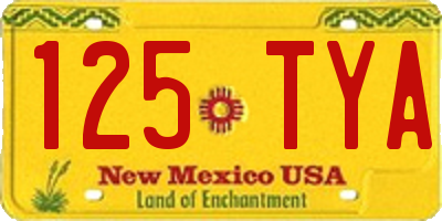 NM license plate 125TYA
