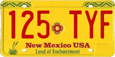NM license plate 125TYF