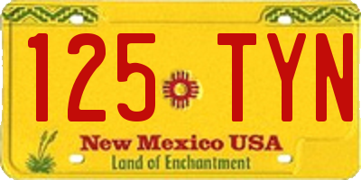 NM license plate 125TYN