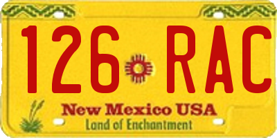 NM license plate 126RAC