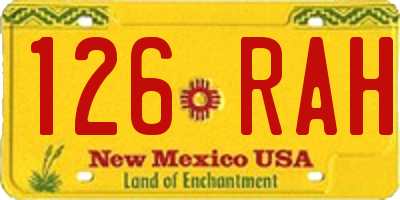 NM license plate 126RAH