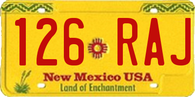 NM license plate 126RAJ