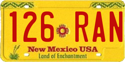 NM license plate 126RAN