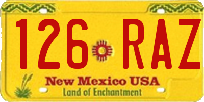 NM license plate 126RAZ