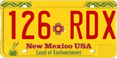 NM license plate 126RDX
