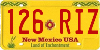 NM license plate 126RIZ