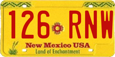NM license plate 126RNW