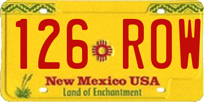 NM license plate 126ROW