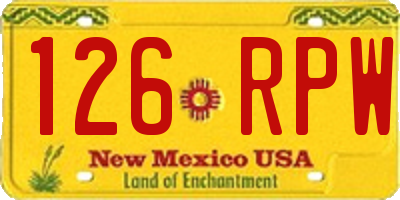 NM license plate 126RPW