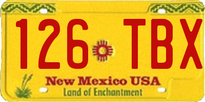 NM license plate 126TBX