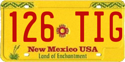 NM license plate 126TIG