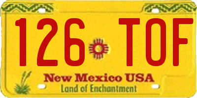 NM license plate 126TOF