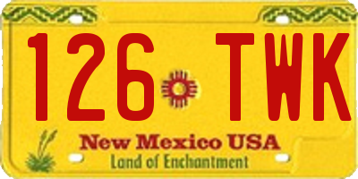 NM license plate 126TWK