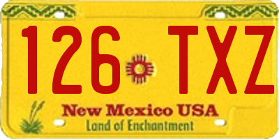 NM license plate 126TXZ