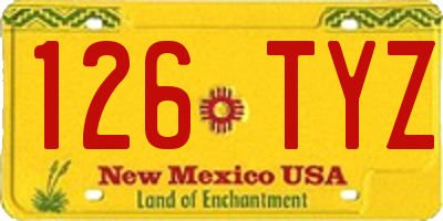 NM license plate 126TYZ