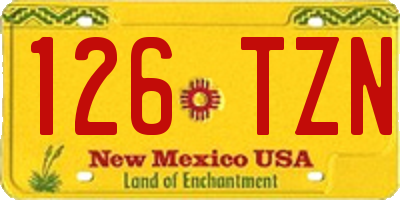 NM license plate 126TZN