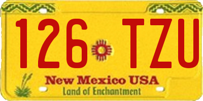 NM license plate 126TZU