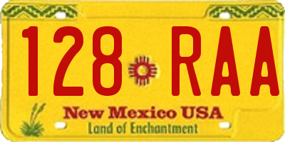 NM license plate 128RAA