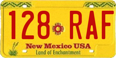 NM license plate 128RAF