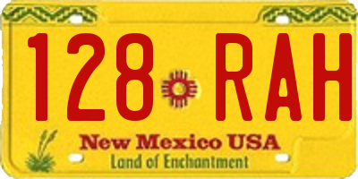 NM license plate 128RAH