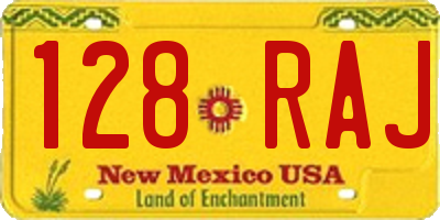 NM license plate 128RAJ